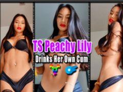 TS Peachy Lily OF -  Drinks Her Own Cum