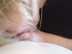 A blonde sucks a cock and gets fucked