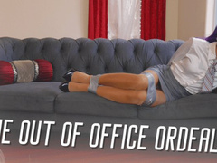 The Out Of Office Ordeal: TAPE BOUND BABE SQUIRMS IN SATIN BLOUSE ON SOFA IN 4K