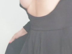 Flashing my booty under a black dress