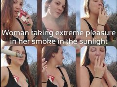 Woman taking extreme pleasure in her smoke
