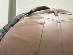 ASMR FARTING IN BROWN LEATHER PANTS in PUBLIC FITTING ROOM