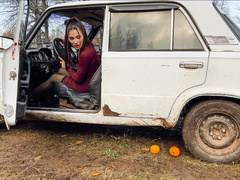 CRUSH Tanya crushes fruit with a car