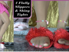 Shiny Tan Pantyhose Slipper Play - 4K