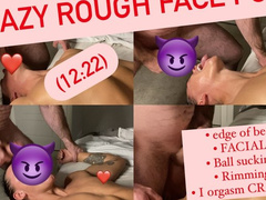 Intense Face Fuck on Edge of Bed, HardCore Facial, Dick Slapping, Ball Sucking & Rimming, Fit Girl Tits