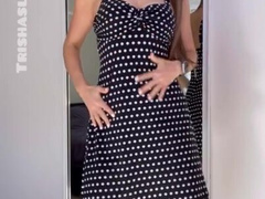 Strong MILF Trisha flexing her muscles in her cute dress JOI countdown