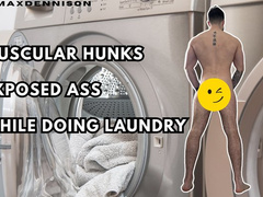 Muscular hunks exposed ass while doing laundry
