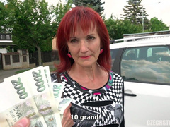 Czech Streets 111 Mrs Irena loves money and cocks