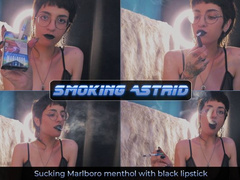 Sucking Marlboro menthol with black lipstick | Smoking Astrid