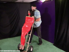 Product Testing ~ Gia Desperate for a Job Finds herself Tightly Packaged up Mummified in Red Tape