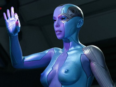Cyborg babe Nebula enhances sex with the most powerful infinity stone