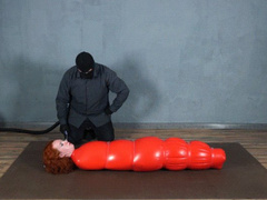 Red inflatable bondage with red straps