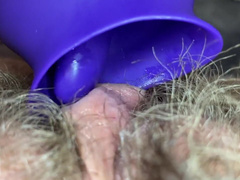 Extreme closeup big clit licking toy orgasm hairy pussy