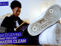 I am studying for my studies and lick my sneakers clean! ( Sneaker Fetish with Mistress Abiola ) - FULL HD MP4