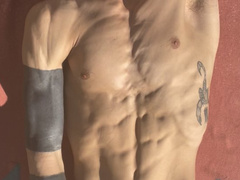 POV Tanning Masturbation Big Dick Tattooed Muscle Hunk Hoss Kado Jerking Off