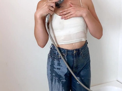 CumForKate - Soaking blue jeans and wet top