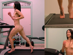 Isabel Love on treadmill in slow motion