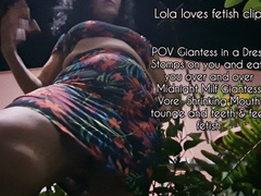 POV Giantess in a Dress Stomps on you and eats you over and over Midnight Milf Giantess Vore Shrinking Mouth tounge and teeth & feet fetish