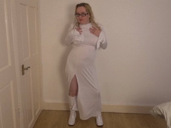 princess Leia Cosplay Dancing Striptease in PVC boots