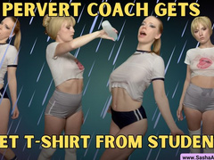 Pervert Coach Gets Wet T-Shirts Show From Students