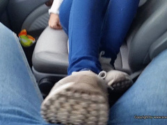 trample in used Adidas ultraboost and happy end over her shoes
