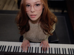 Music is fun when a student has no panties | piano lessons | SEX with Teacher | cum on face