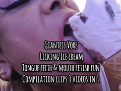 HD Giantess Vore Licking Ice cream Tongue teeth & mouth fetish fun