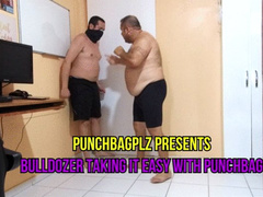 Gutpunch + Choke Bulldozer taking it easy with punchbag HORIZONTAL VERSION
