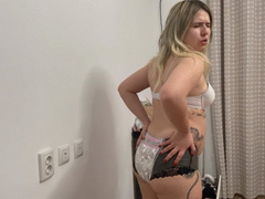 Bloated belly latina farting in diapers with face expressions