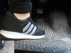 Unknown PoV Driving and Pedalpumping 9 with Sporty Adidas Sneaker
