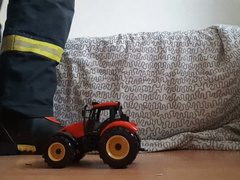 Firefighter crushing toy Tractor