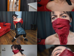 Chair tied and gagged leather submissive (mp4)