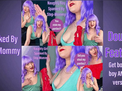 Spanked By Step-Mommy Double Feature - Both boy and girl version in 1 clip - OTK Spanking POV Female Domination with Femdom Mistress Mystique - WMV