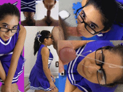 Cheerleader eRica loses her head cheerleading position! She deepthroats a cock & takes a facial to get her position back!