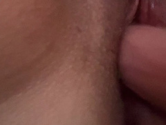 Amateur dildo masturbation with creamy, hairy pussy, queefs, pussy gaping, and squirt