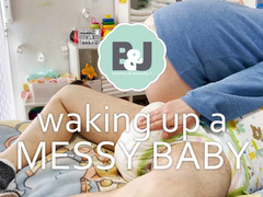 waking up a messy baby