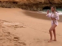 Bethanylilya - bethanylilya white shirt on the beach photoshoot and getting nude in public