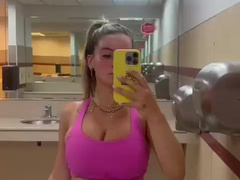Kaitlyn Krems Boobs Shake & Sexy Ass Thong Gym Mirror Porn Video