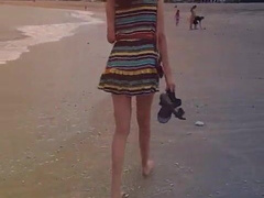 Tall renny walking in the beach