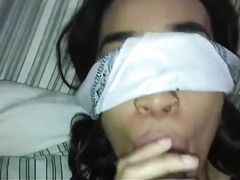 Blindfolded black dick sucking
