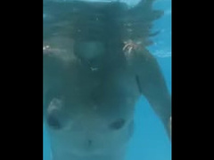 Slut wife swimming nude in public pool