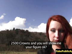 Pulled euro redhead banged outdoors POV