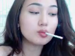 asian Lori_Roze smoke and boob play