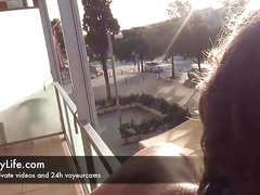 blowjob on the hotels balcony downtown on my voyeur livecam