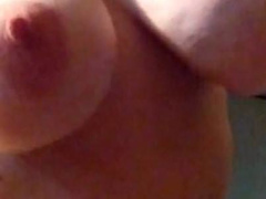 My amateur wife trying dildo while sucking cock , swing tits