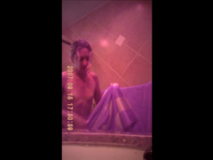 Kym getting out of the shower