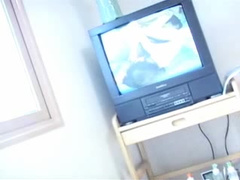 hot korean playing with herself while watching porn