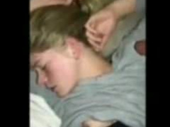Blonde girl wakes up with a dick in her mouth