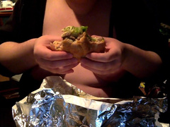 Disgusting Fat Bitch Eats Cheeseburger