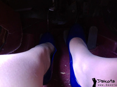 DakotaCharmsxxx Shiny Blue Heel Drive in private premium video